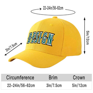 Custom Gold Aqua-White Curved Eaves Sport Design Baseball Cap