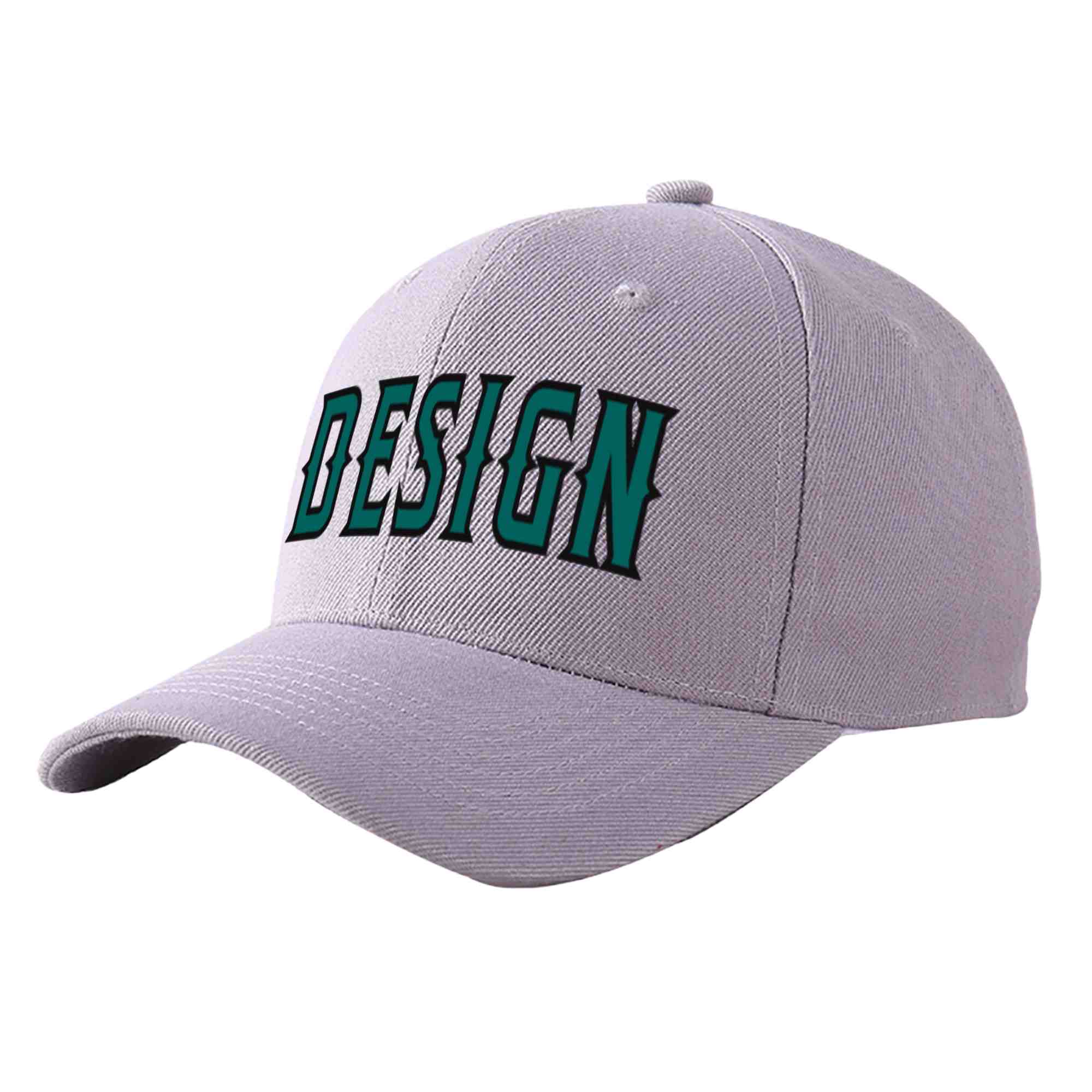 Casquette de baseball personnalisée gris aqua-noir incurvée Eaves Sport Design