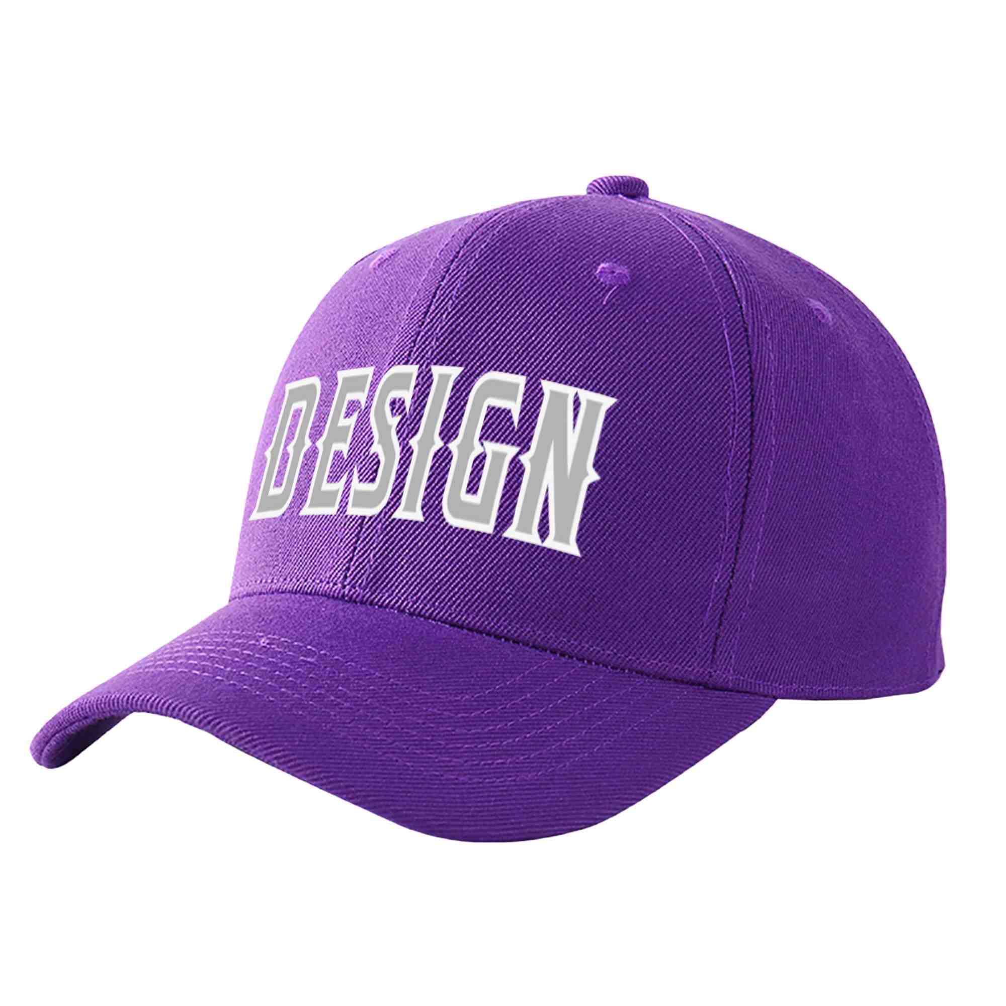 Casquette de baseball personnalisée, violet, gris-blanc, courbée, design sportif