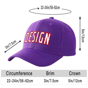 Custom Purple White-Red Curved Eaves Sport Design Baseball Cap