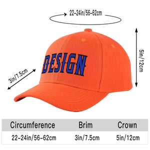 Casquette de baseball personnalisée Tangerine Royal-Black Curved Eaves Sport Design