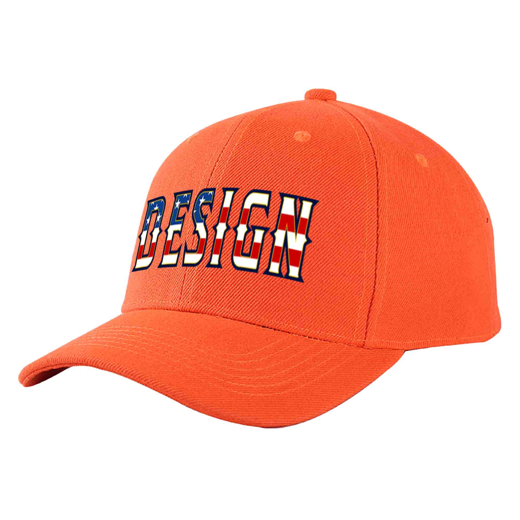 Casquette de baseball personnalisée Tangerine Vintage USA Flag-Gold Curved Eaves Sport Design