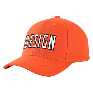 Custom Tangerine White-Black Curved Eaves Sport Design Baseball Cap