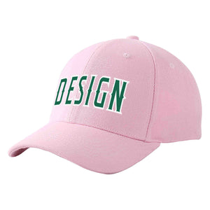 Custom Pink Kelly Green-White Curved Eaves Sport Design Baseball Cap