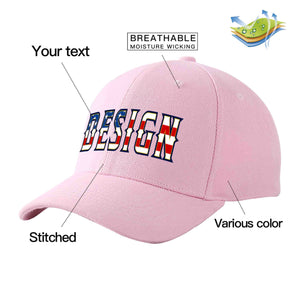 Custom Pink Vintage USA Flag-Gold Curved Eaves Sport Design Baseball Cap