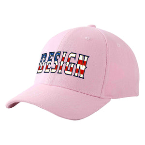 Custom Pink Vintage USA Flag-Gold Curved Eaves Sport Design Baseball Cap