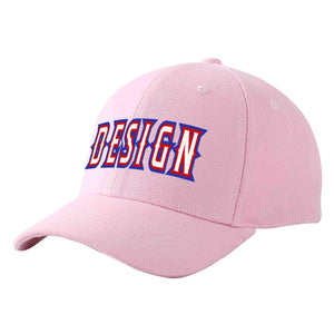 Custom Pink White-Red Curved Eaves Sport Design Baseball Cap