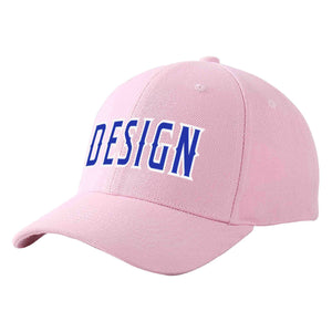 Custom Pink Royal-White Curved Eaves Sport Design Baseball Cap