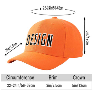 Custom Orange Black-White Curved Eaves Sport Design Baseball Cap