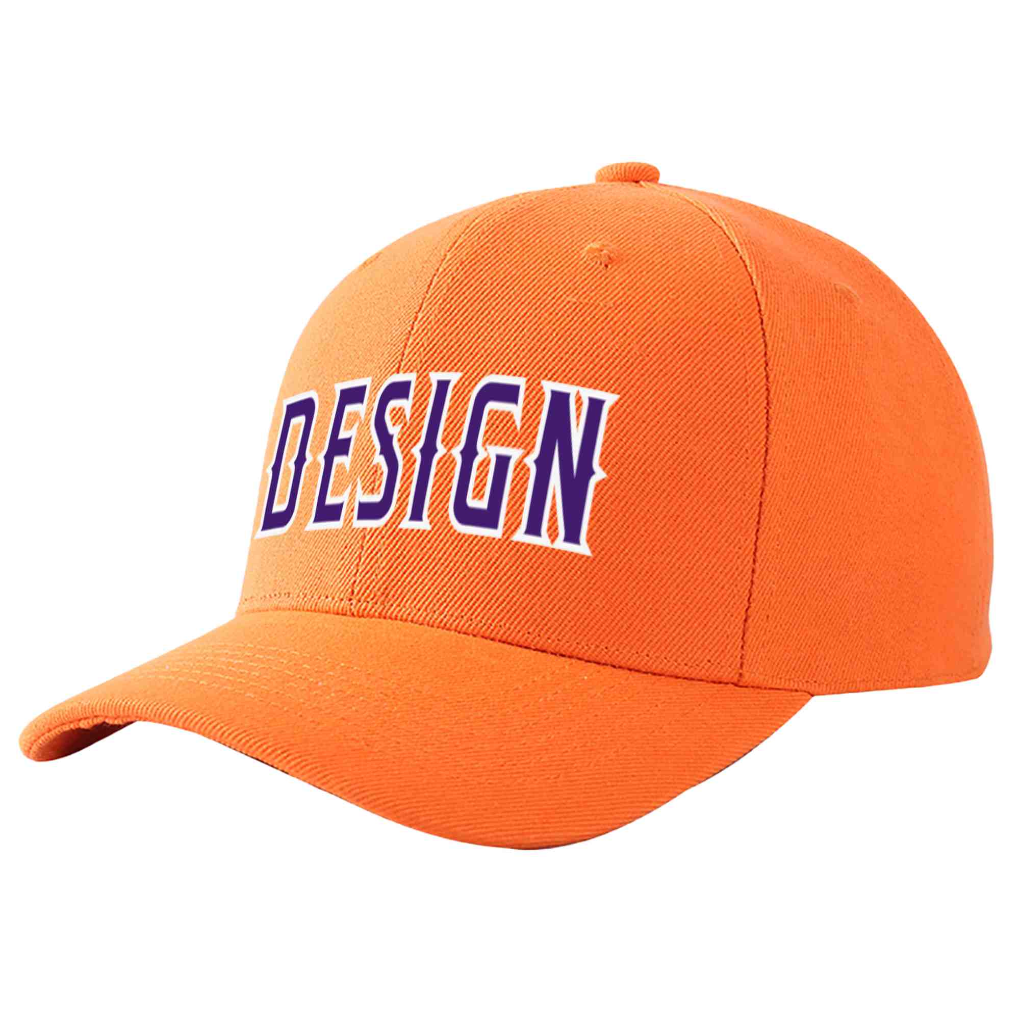 Custom Orange Purple-White Curved Eaves Sport Design Baseball Cap