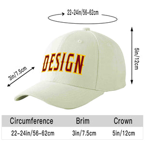 Custom Cream Crimson-Gold Curved Eaves Sport Design Baseball Cap