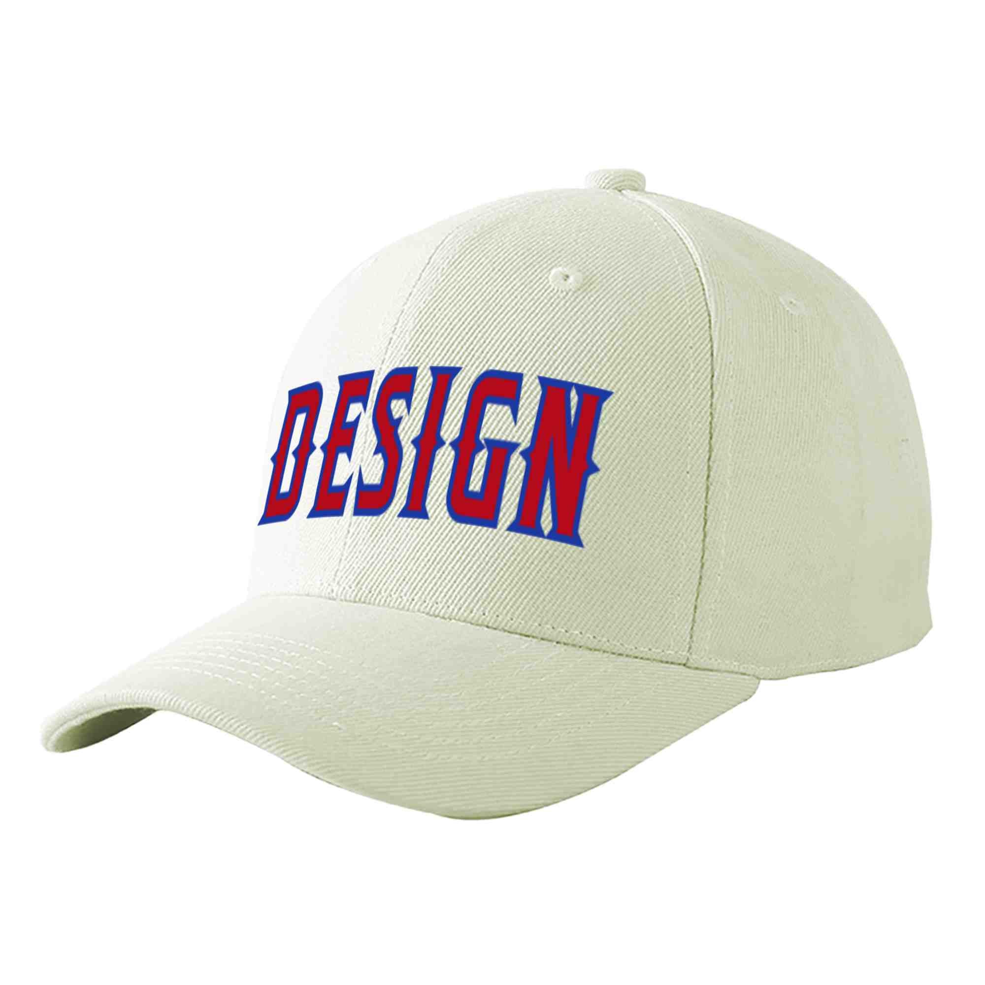 Custom Cream Red-Royal Curved Eaves Sport Design Baseball Cap