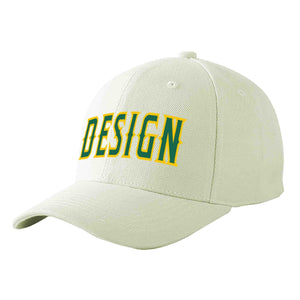 Casquette de baseball personnalisée crème Kelly vert-or courbée Eaves Sport Design