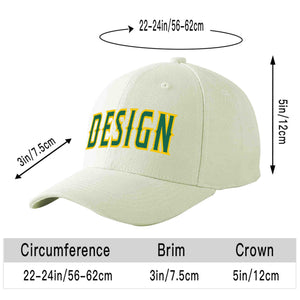 Casquette de baseball personnalisée crème Kelly vert-or courbée Eaves Sport Design