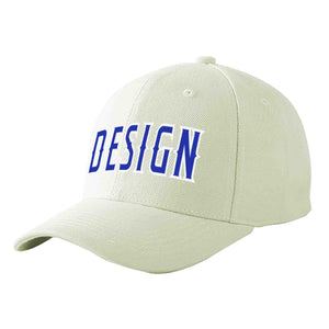 Custom Cream Royal-White Curved Eaves Sport Design Baseball Cap