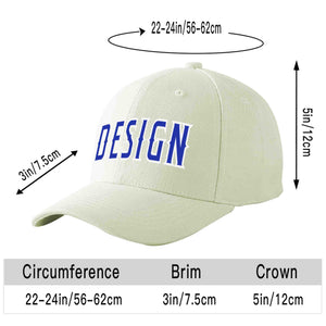 Custom Cream Royal-White Curved Eaves Sport Design Baseball Cap