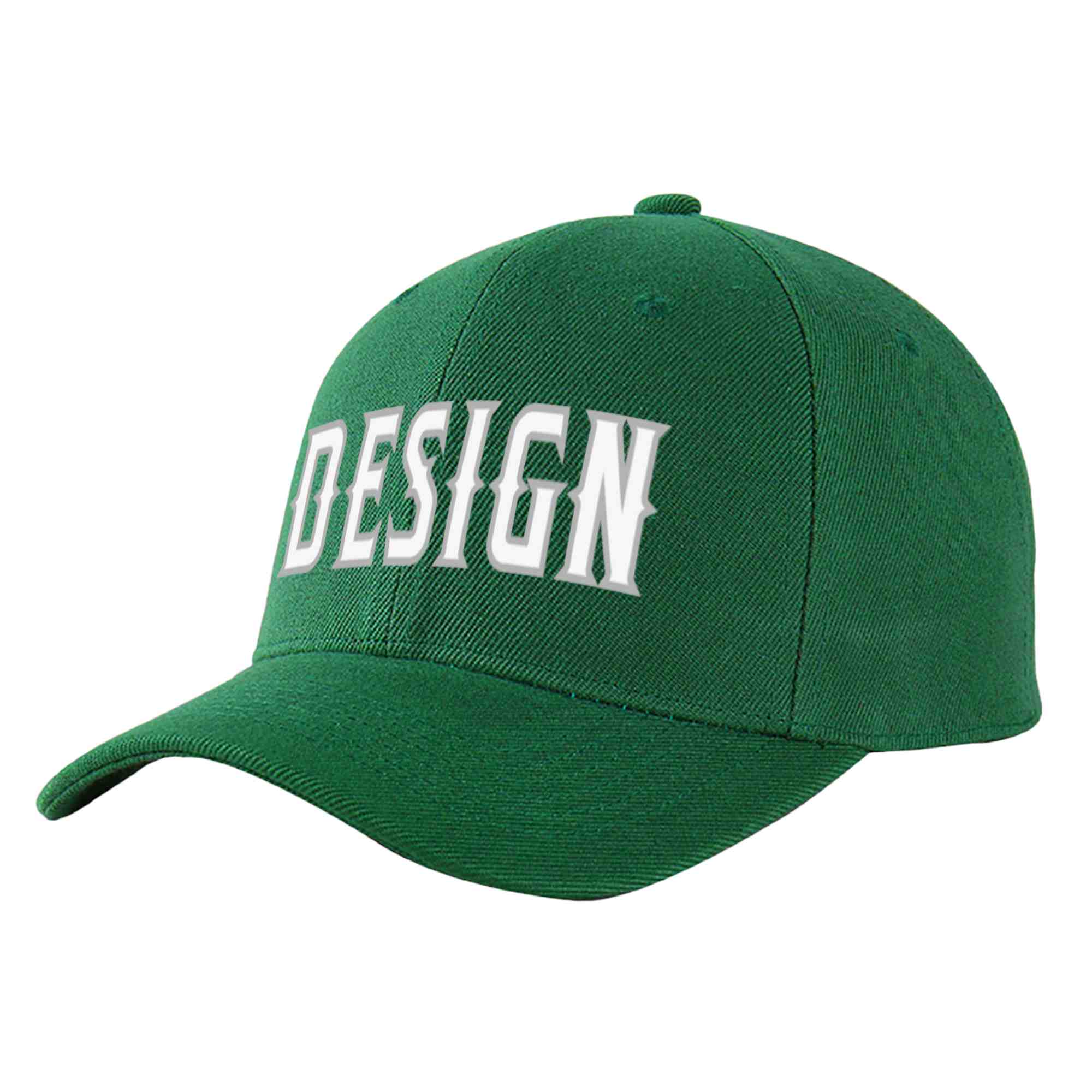 Casquette de baseball personnalisée vert blanc-gris courbé Eaves Sport Design