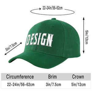 Custom Green White-Gray Curved Eaves Sport Design Baseball Cap