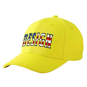 Custom Yellow Vintage USA Flag-Gold Curved Eaves Sport Design Baseball Cap