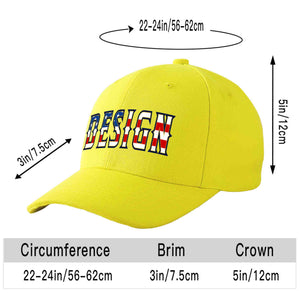 Custom Yellow Vintage USA Flag-Gold Curved Eaves Sport Design Baseball Cap