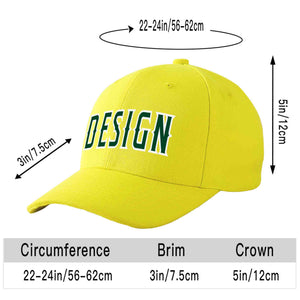 Custom Yellow Green-White Curved Eaves Sport Design Baseball Cap