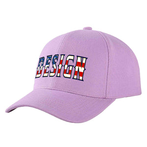 Custom Light Purple Vintage USA Flag-Gold Curved Eaves Sport Design Baseball Cap