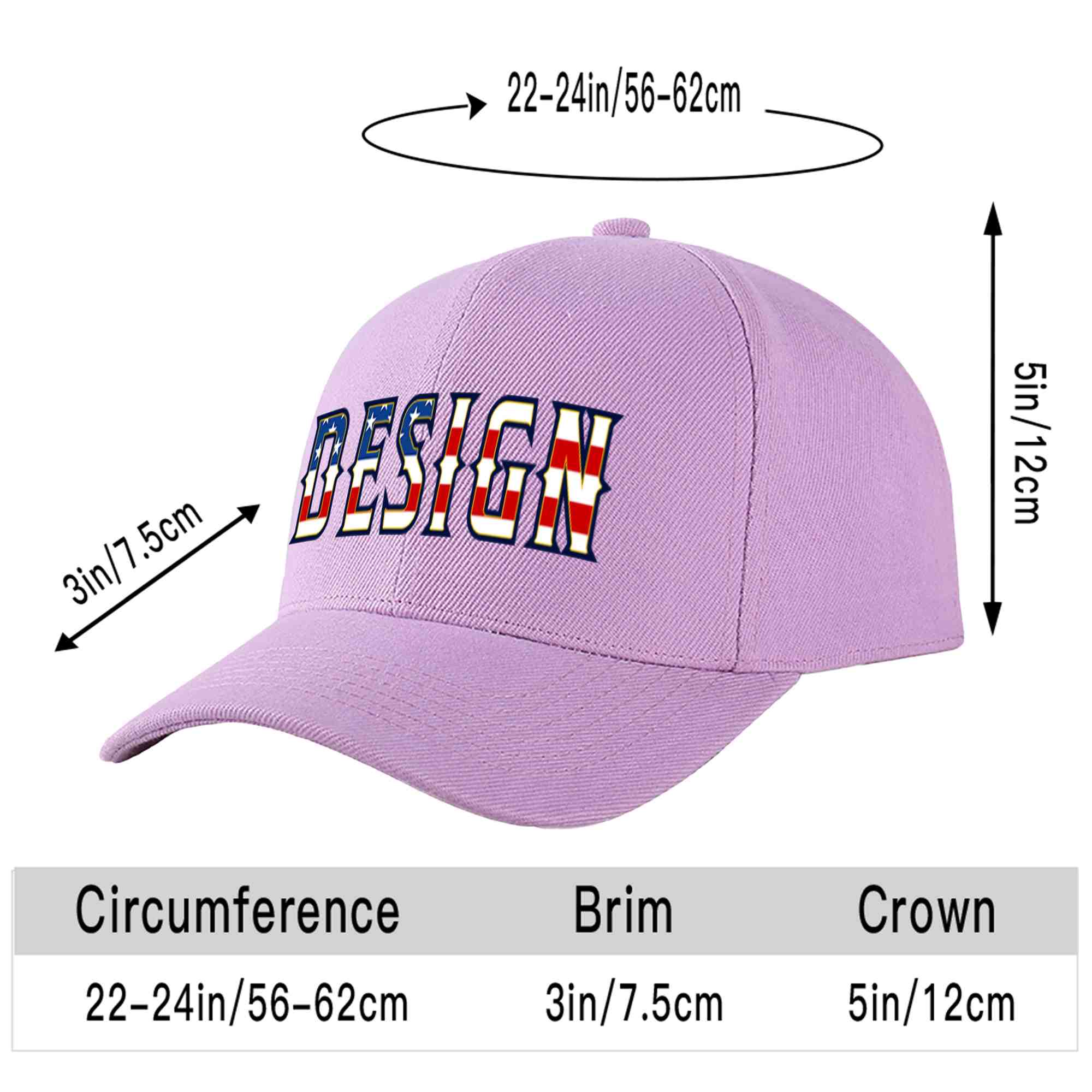 Custom Light Purple Vintage USA Flag-Gold Curved Eaves Sport Design Baseball Cap