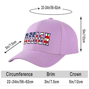 Custom Light Purple Vintage USA Flag-Gold Curved Eaves Sport Design Baseball Cap