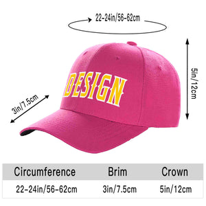 Custom Rose Red Gold-White Curved Eaves Sport Design Baseball Cap