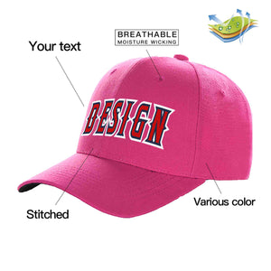 Custom Rose Red Red-Navy Curved Eaves Sport Design Baseball Cap