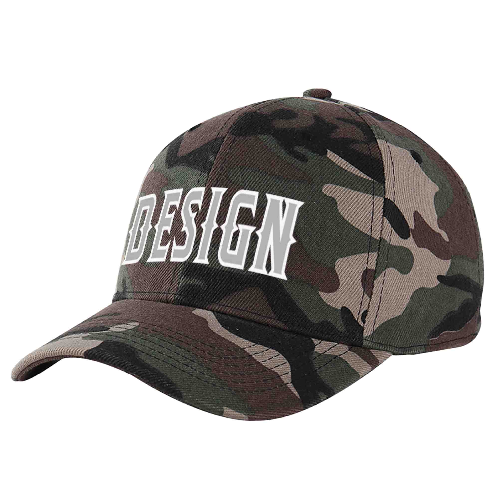 Casquette de baseball personnalisée Camo gris-blanc incurvée Eaves Sport Design