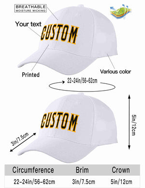 Conception personnalisée de casquette de baseball de sport incurvée blanc noir-jaune pour hommes/femmes/jeunes