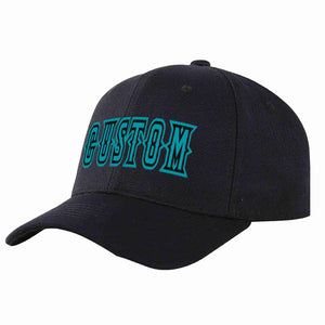 Conception personnalisée de casquette de baseball de sport incurvée noire aqua-noire pour hommes/femmes/jeunes