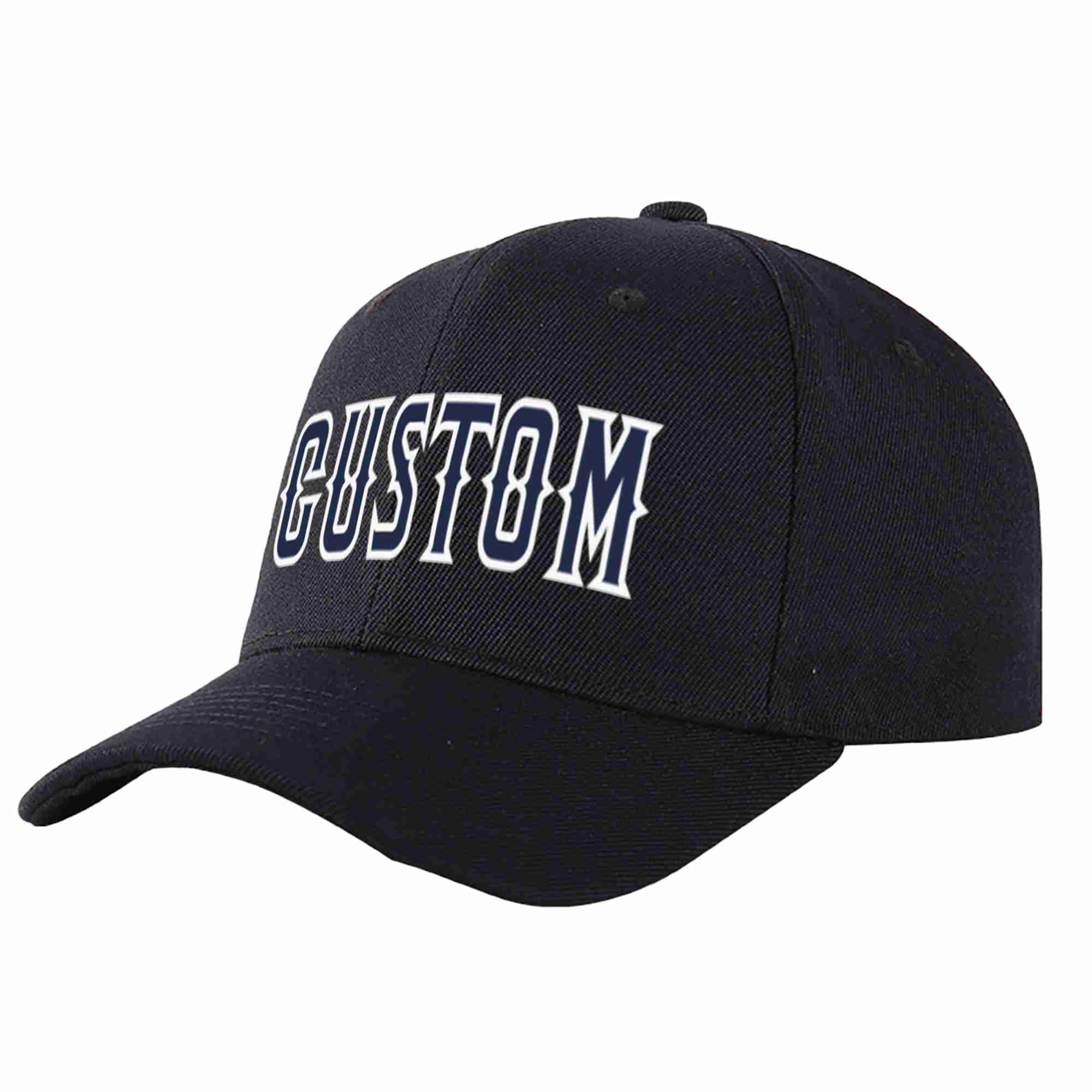 Custom Black Navy-White Curved Eaves Sport Baseball Cap Design for Men/Women/Youth