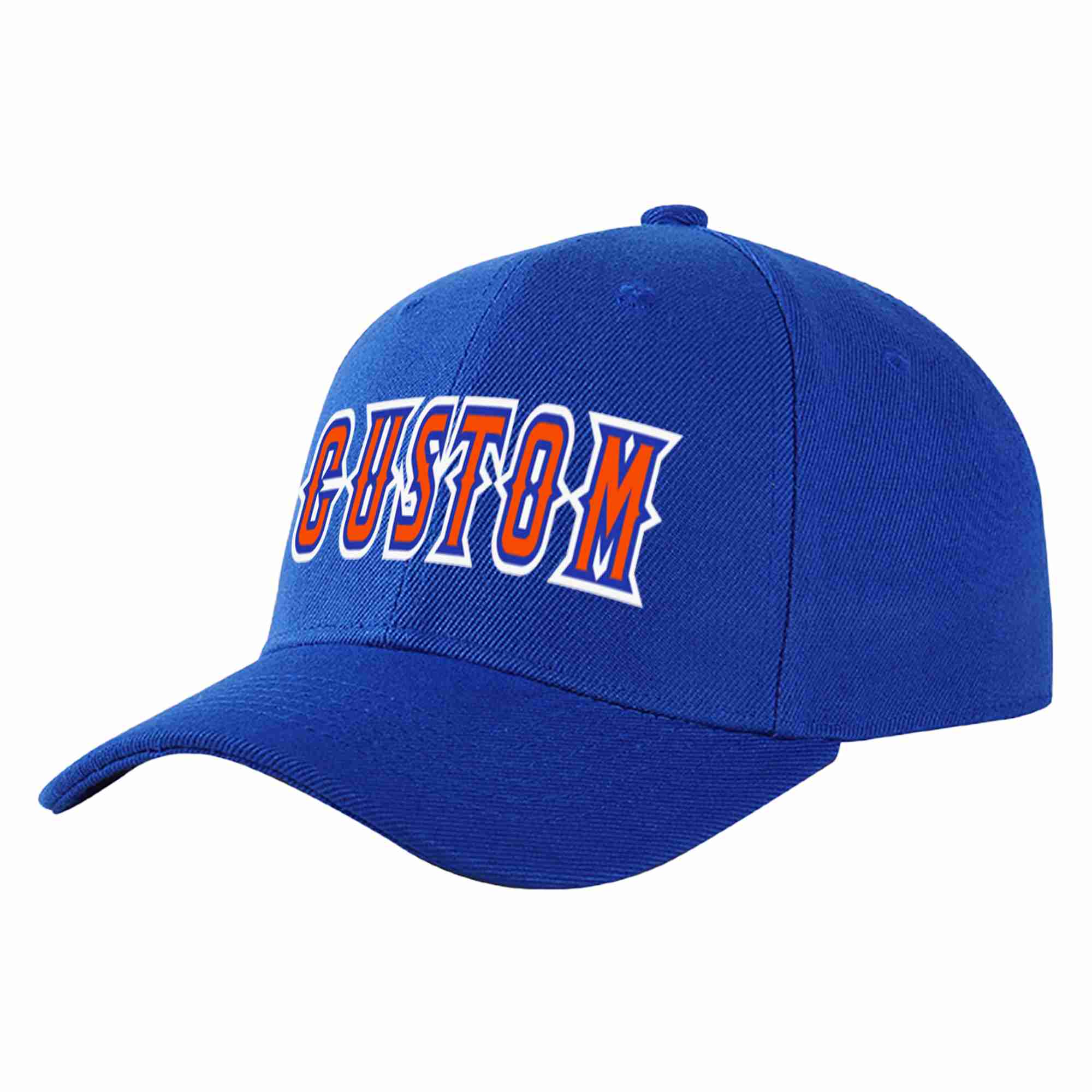 Custom Royal Orange-Royal Curved Eaves Sport Baseball Cap Design for Men/Women/Youth