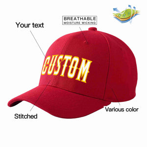 Conception personnalisée de casquette de baseball de sport courbée rouge blanc-or pour hommes/femmes/jeunes