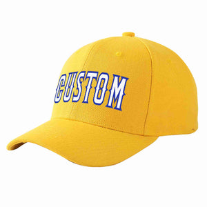 Custom Gold White-Royal Curved Eaves Sport Baseball Cap Design for Men/Women/Youth