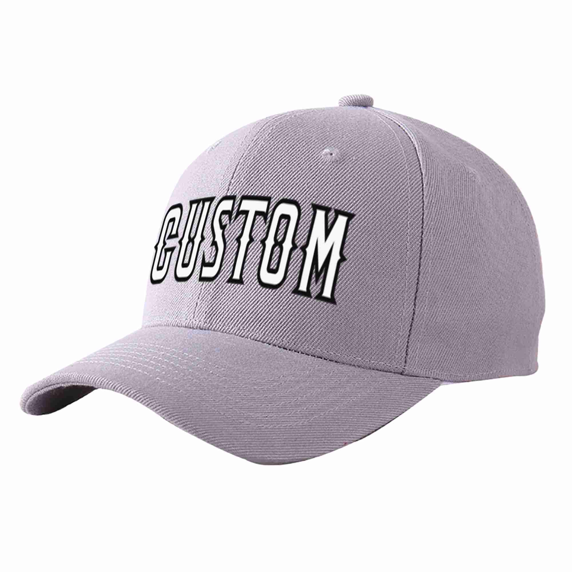 Conception de casquette de baseball de sport incurvée personnalisée gris blanc-noir pour hommes/femmes/jeunes