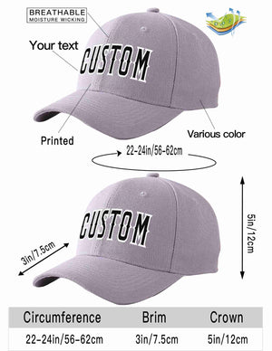 Custom Gray Black-White Curved Eaves Sport Baseball Cap Design for Men/Women/Youth