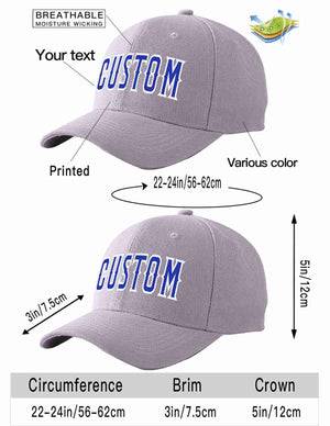 Custom Gray Royal-White Curved Eaves Sport Baseball Cap Design for Men/Women/Youth