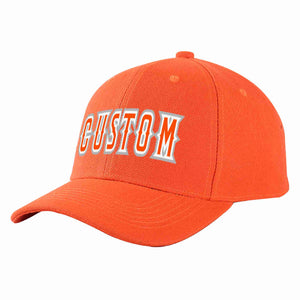 Conception personnalisée de casquette de baseball de sport incurvée orange-blanc mandarine pour hommes/femmes/jeunes