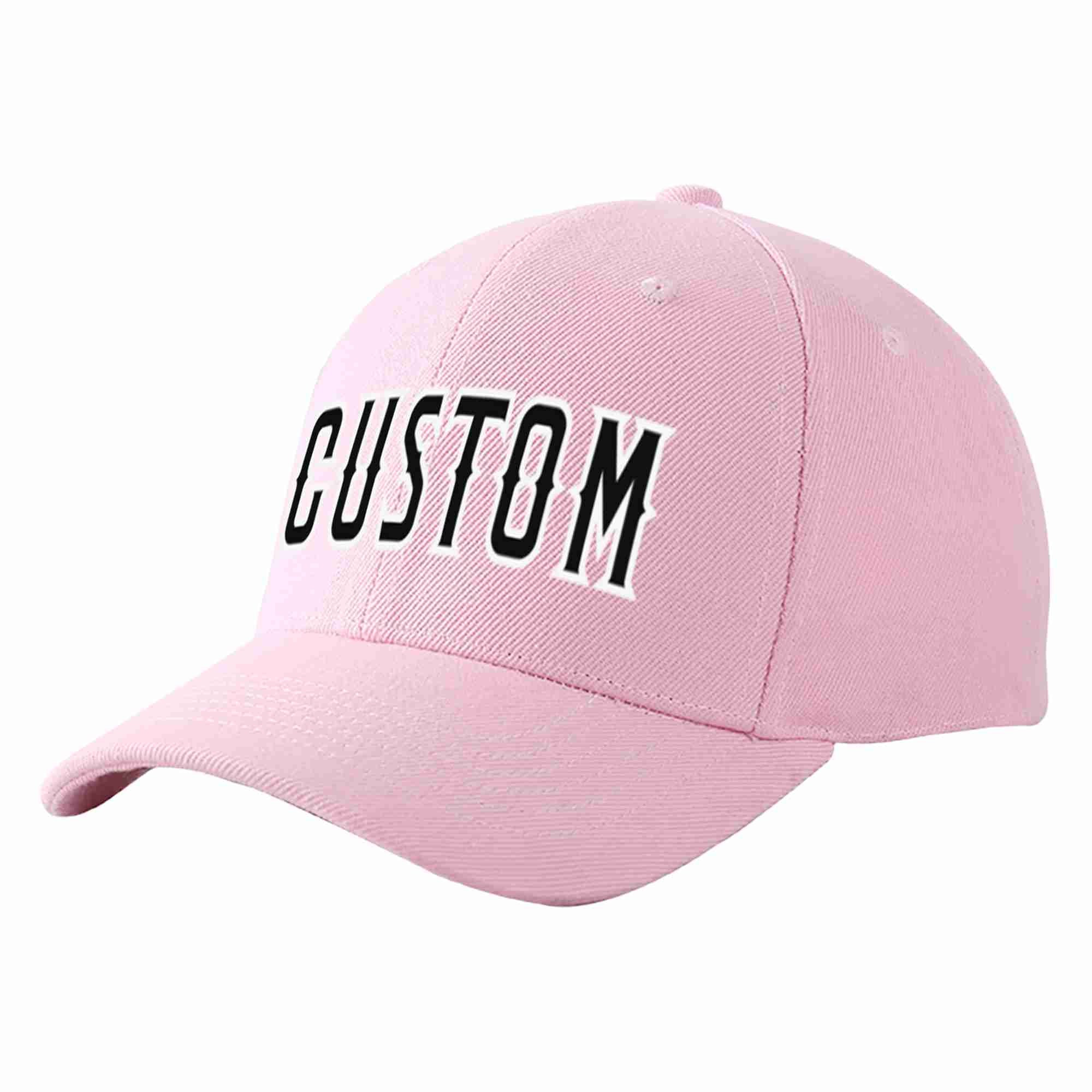 Custom Pink Black-White Curved Eaves Sport Baseball Cap Design for Men/Women/Youth