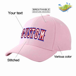 Custom Pink White-Red Curved Eaves Sport Baseball Cap Design for Men/Women/Youth