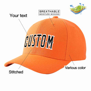 Custom Orange Black-White Curved Eaves Sport Baseball Cap Design for Men/Women/Youth