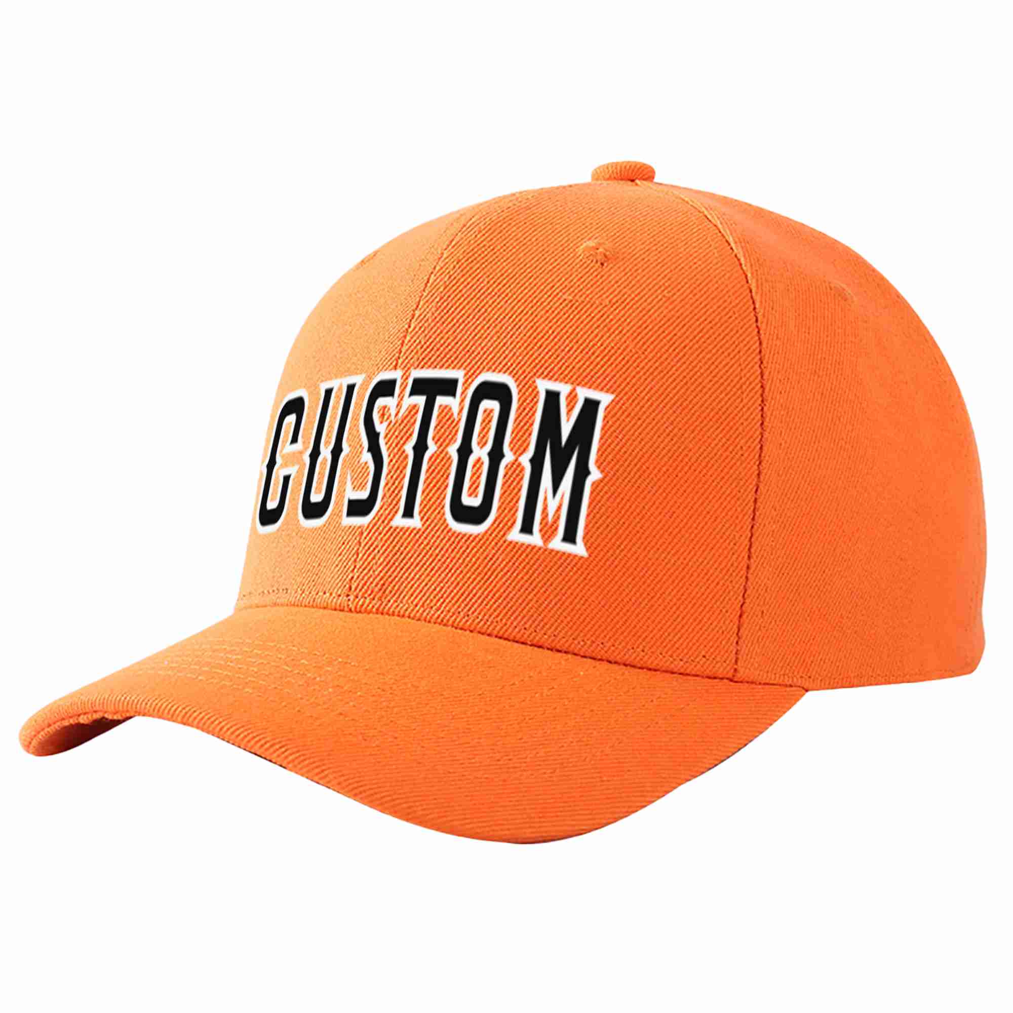 Custom Orange Black-White Curved Eaves Sport Baseball Cap Design for Men/Women/Youth