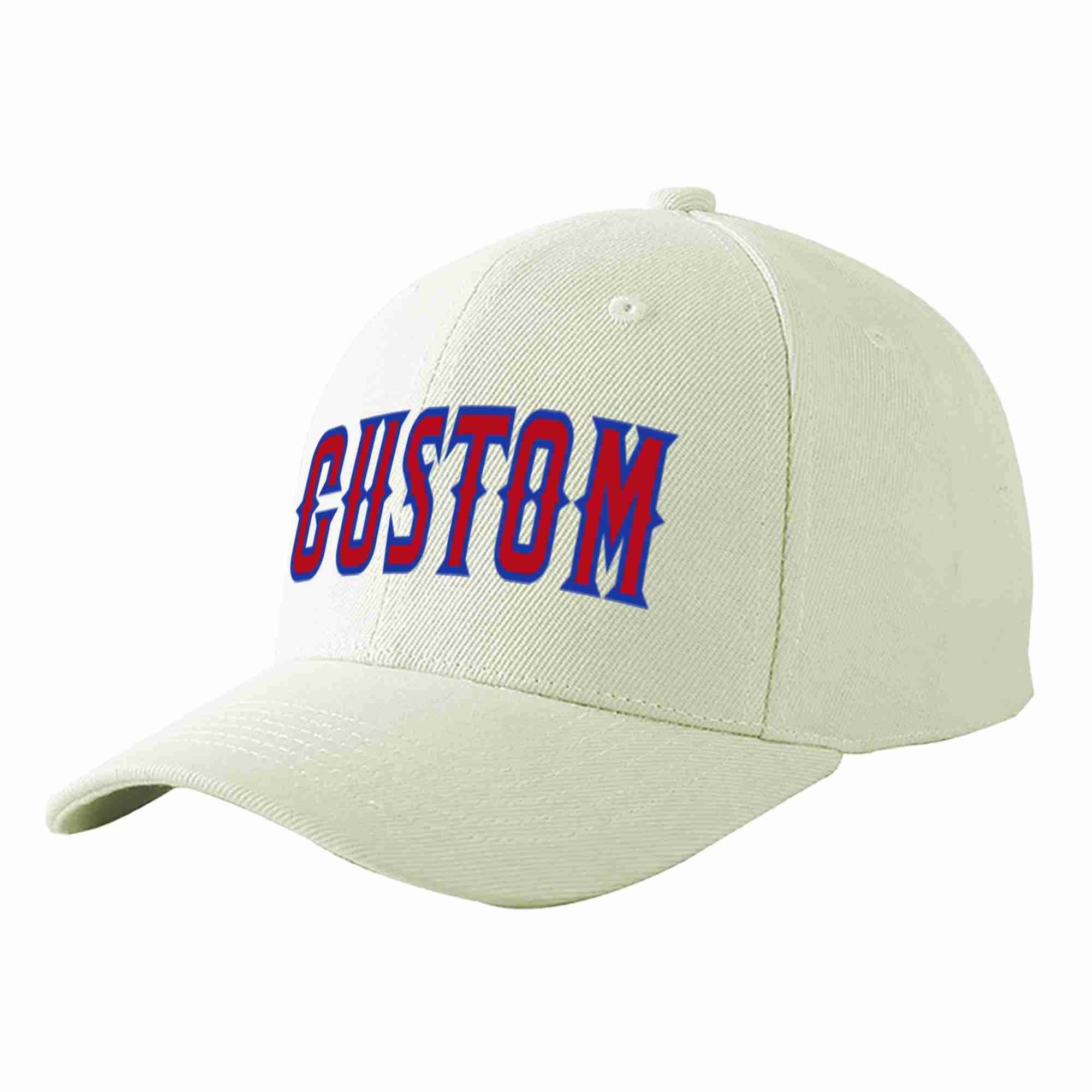 Casquette de baseball de sport incurvée rouge-royal crème personnalisée pour hommes/femmes/jeunes