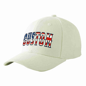 Custom Cream Vintage USA Flag-Gold Curved Eaves Sport Baseball Cap Design for Men/Women/Youth