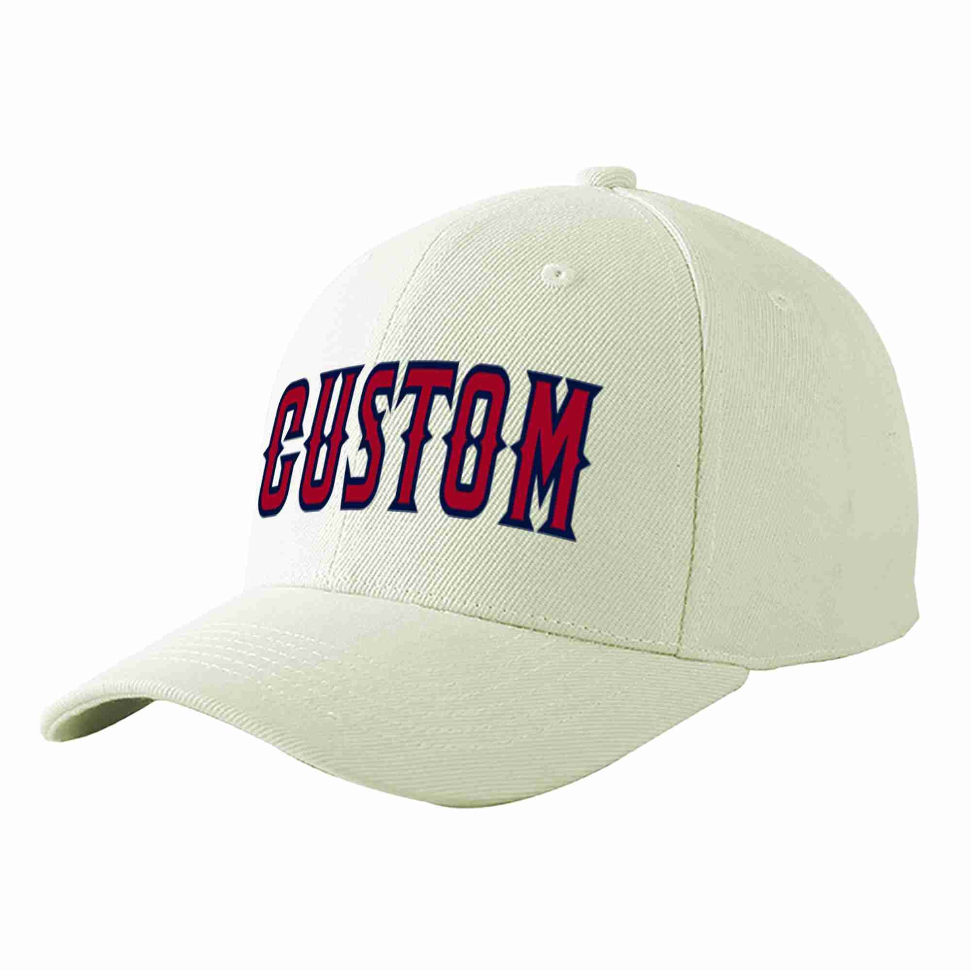 Casquette de baseball de sport incurvée rouge-marine crème personnalisée pour hommes/femmes/jeunes