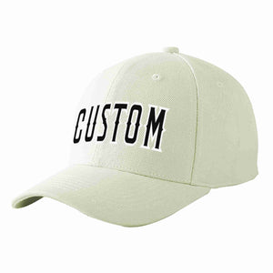 Custom Cream Black-White Curved Eaves Sport Baseball Cap Design for Men/Women/Youth