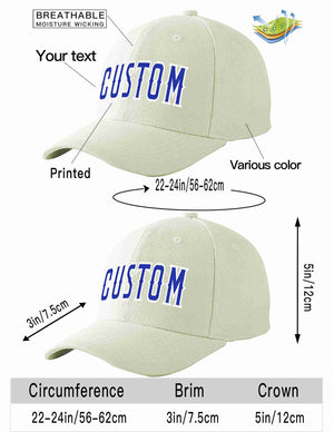 Custom Cream Royal-White Curved Eaves Sport Baseball Cap Design for Men/Women/Youth